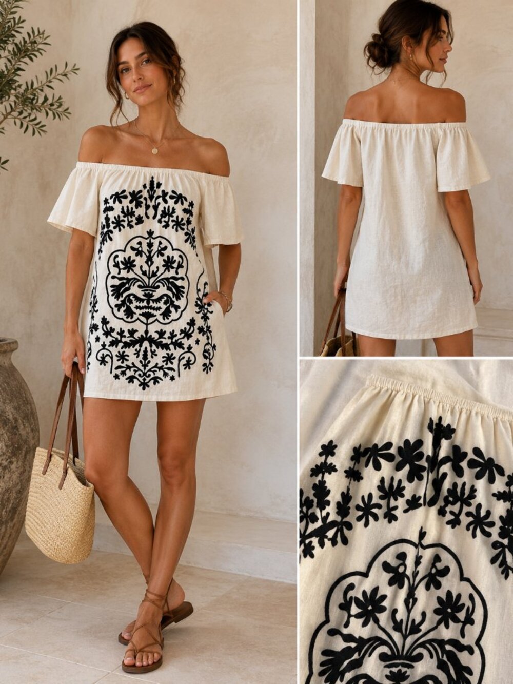 FREE PEOPLE EMBROIDERED SHIFT DRESS - SIZE XS